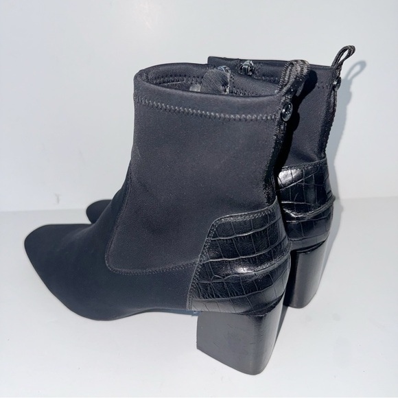 Donald Pliner ABBIE WOMENS SUEDE SQUARE TOE ANKLE BOOTS BLACK Sz 9 Y2K - Picture 8 of 14